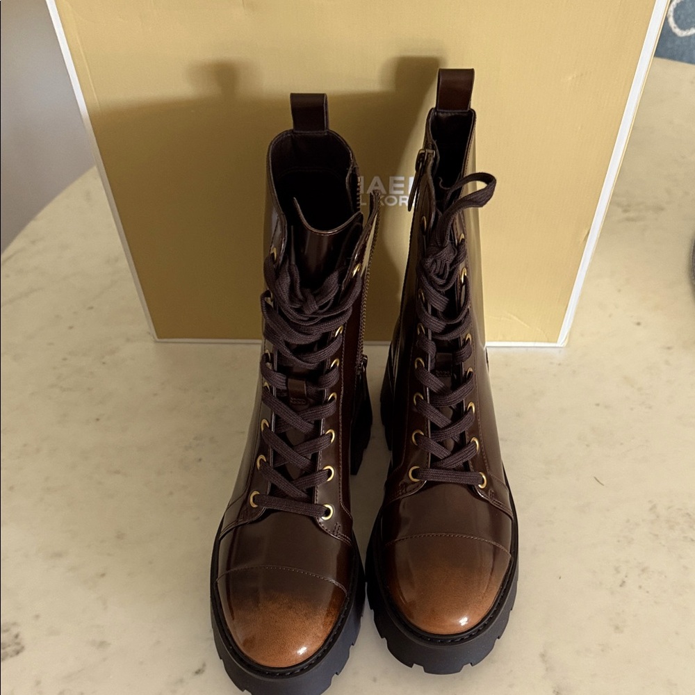 Brown Lace-Up Boots